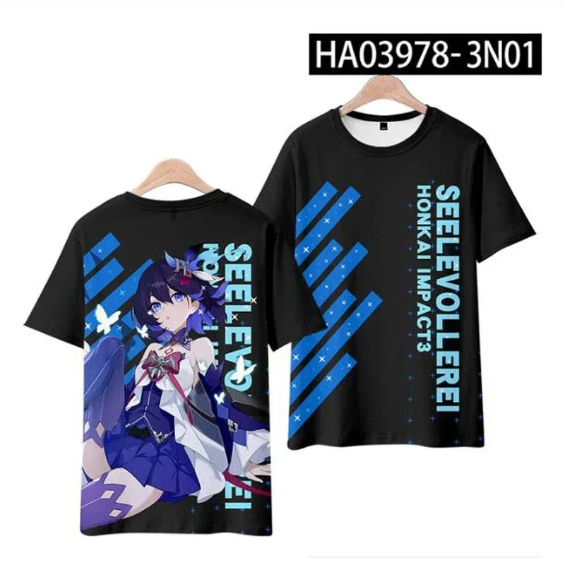 Japan Anime Honkai Impact 3rd 3D T Shirt Women Men Cosplay Costume Kiana Kaslana Yae Sakura Short Sleeve Hip Hop T-Shirt Homme