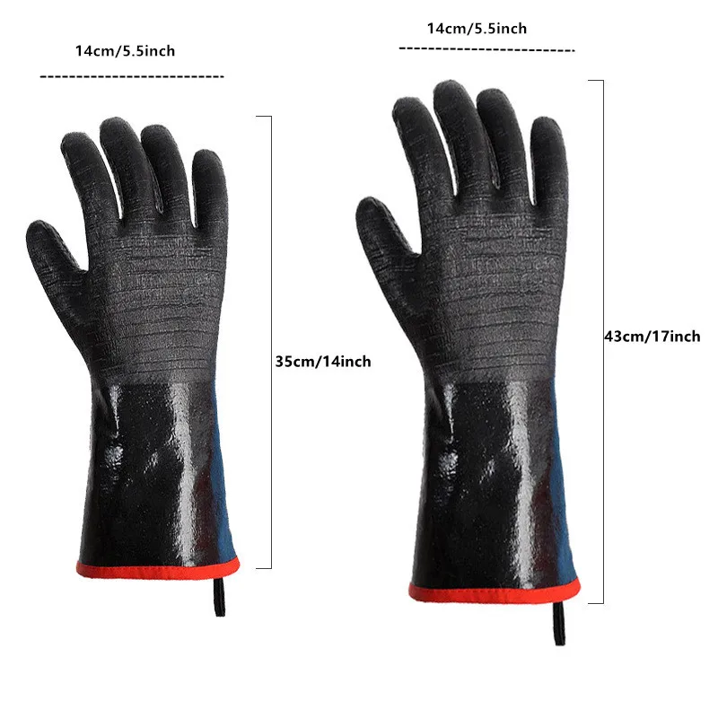 BBQ Gloves 18IN 932℉ Heat Resistant Smoker Neoprene Gloves Suitable Grill Cooking Textured Palm Non-Slip Fireproof Oil Resistant