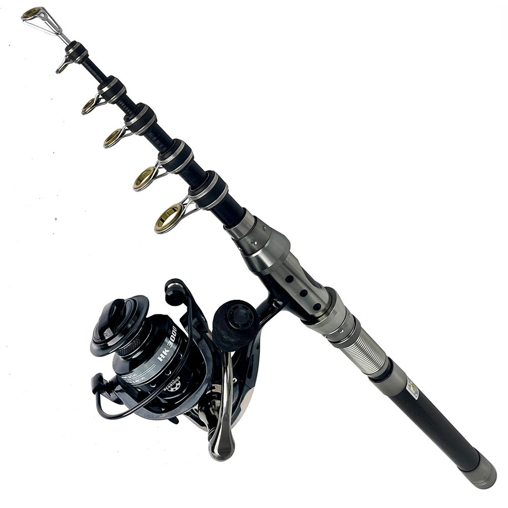 PCT-Canne à pêche télescopique avec moulinets de voyage portables, canne à pêche avec siège, kit de pêche à la truite, filature, 1.5m, 1.8m, 2.1m, 2.4m