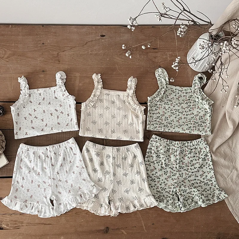 Cotton Baby Girl Summer Vest Set