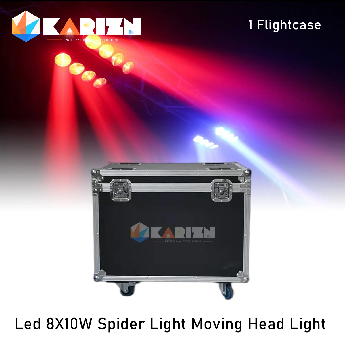 

0 Tax 1 Flight Case For stage 8X10W LED Spider Light DMX512 LED Moving Head Light RGBW LED Beam