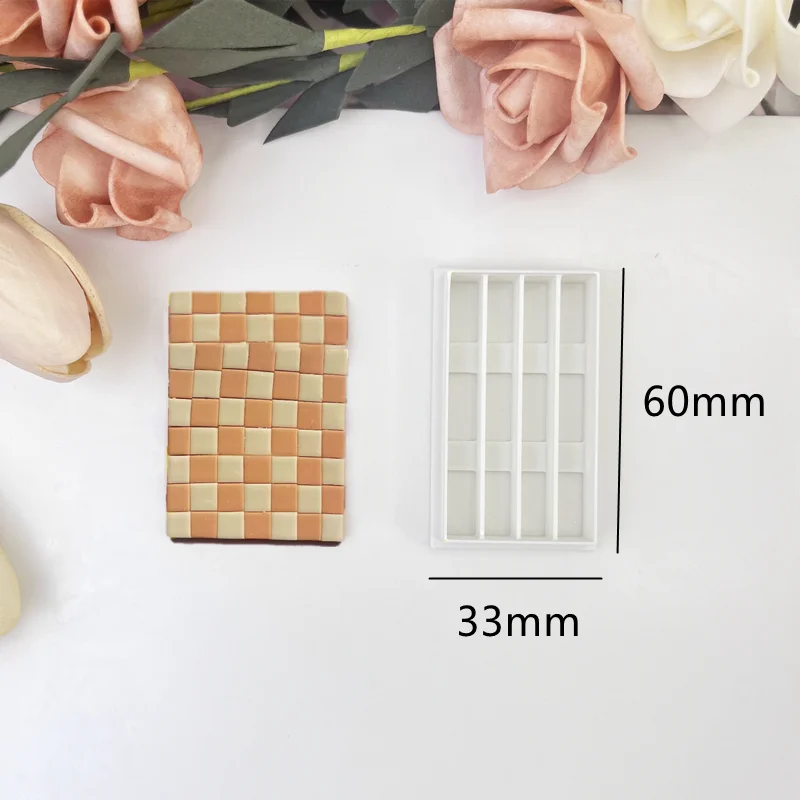 Checkerboard Polymer Clay Bar Cutting Mold Soft Pottery Cutters DIY Lattice Stripe Ceramics Earring Pressed Lines Making Tools polymer clay cutter