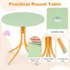Kids Outdoor Table and Chair Set with 2 Folding Chairs and Height Adjustable Umbrella-Yellow