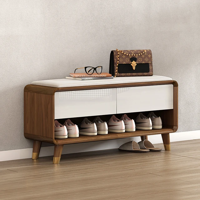 Portable Luxury Shoe Bench Wood Storage Design Save Space Entryway Shoe  Cabinets Modern Simple Scarpiere Home