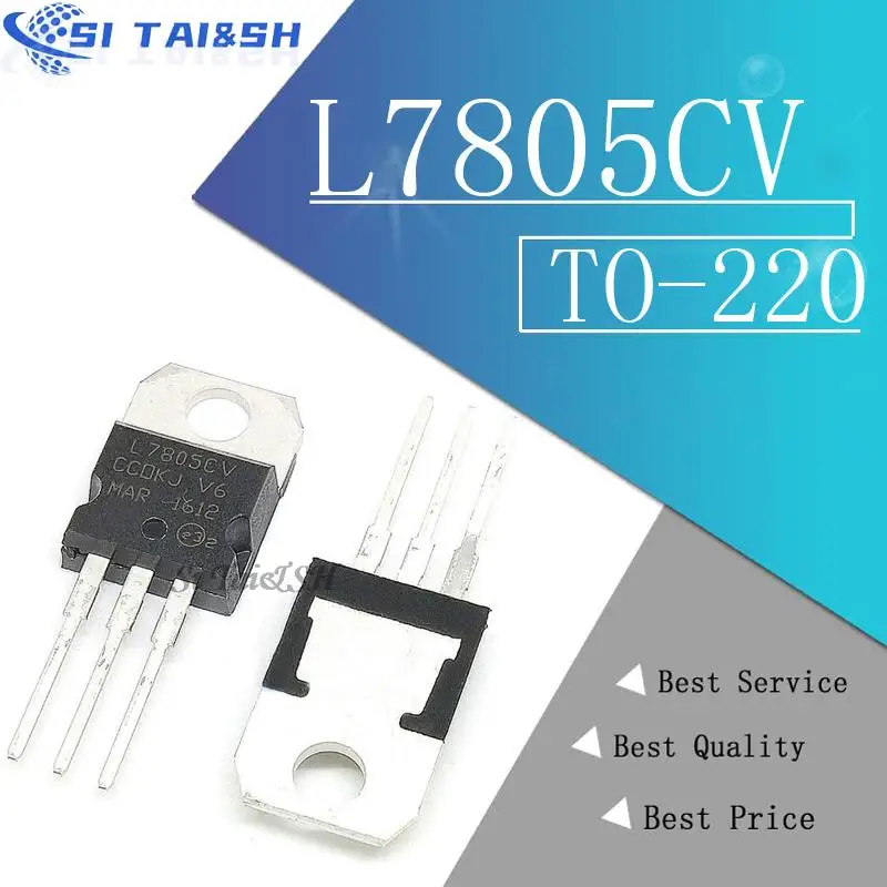 100 PCS LM7805 L7805 7805 Voltage Regulator IC TO-220 - 5V Regulator Bulk Pack