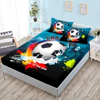 Basketball Boys Fitted Sheet Set Twin Full King Bed Fitted Sheets for Kids Teens Football Bed Set with Pillowcase Bedroom Decor 2