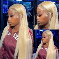Perruques blondes 613 transparentes, perruque frontale en dentelle de 46 pouces, cheveux raides, densité 250, perruques brésiliennes en cheveux humains pour femmes 4