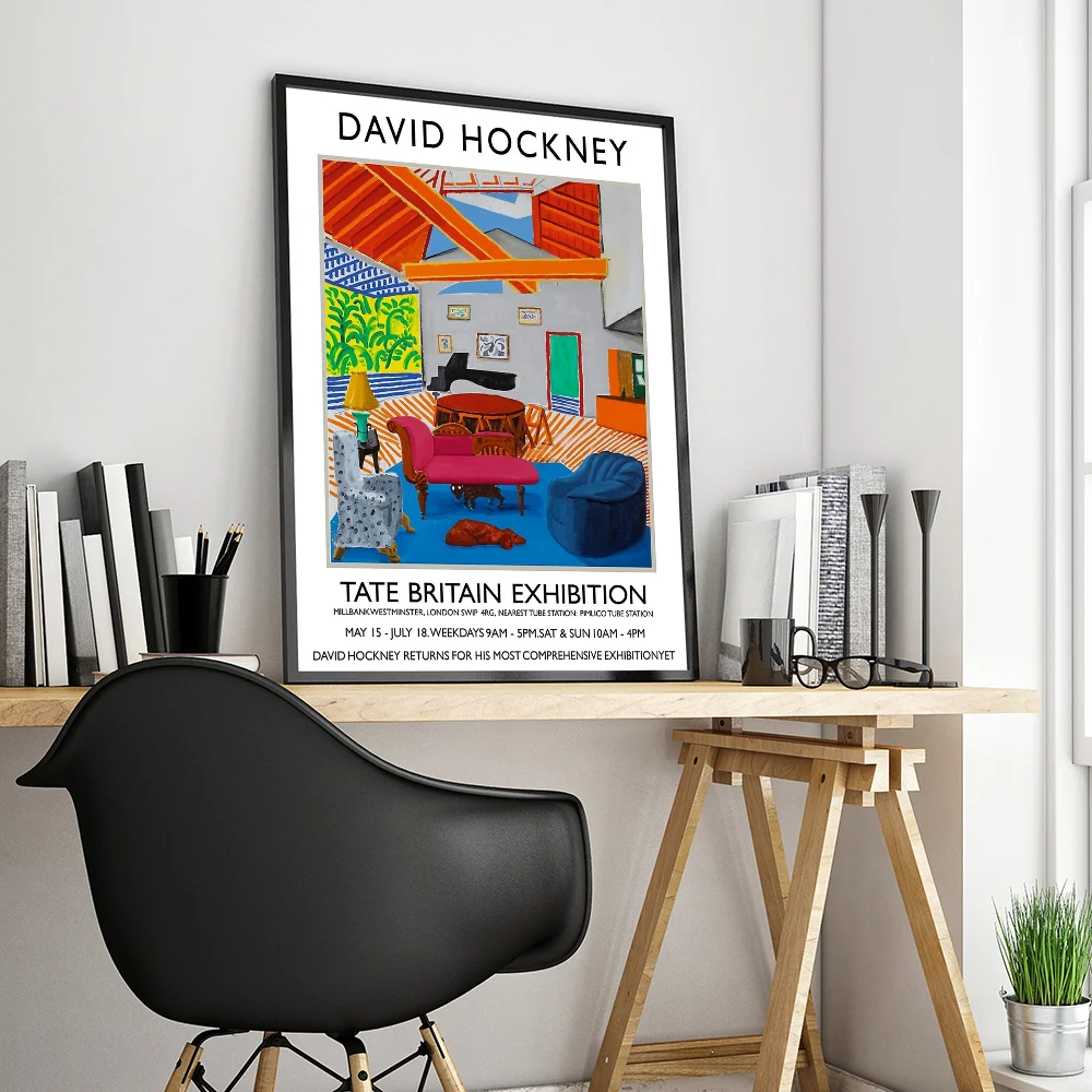 David hockney art展示ヴィンテージポスター、粘着性のある