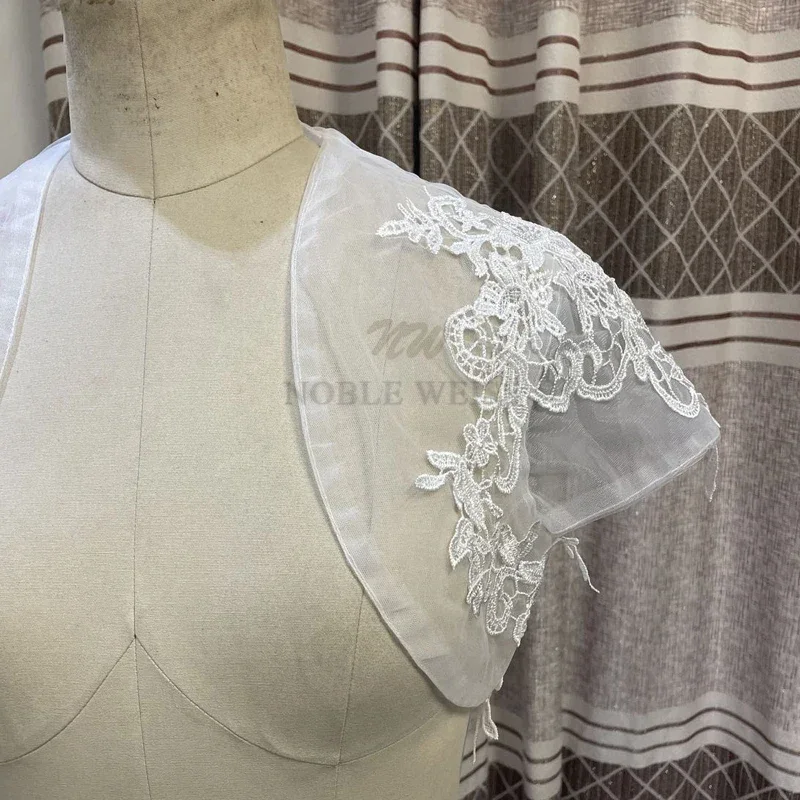 Wedding Jackets Lace Front Open Cap Sleeve Bridal Boleros Shawl Wrap Appliques Bride Jacket Customized wedding shawl