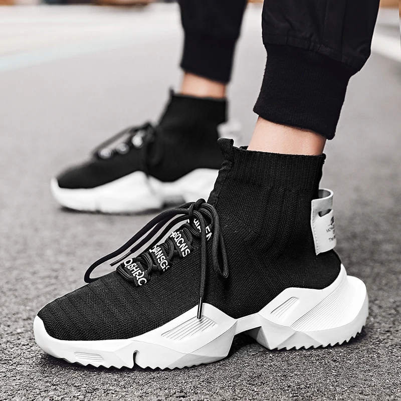 YRZL Fashion High Quality Mesh Sneakers Men Casual Shoe Lightweight Comfortable Lace-up Man's Walking High Top Sneakers 6