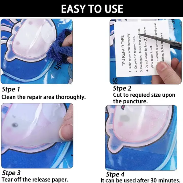 10Db Javító Tapaszok Magas Viszkozitású Vízálló Átlátszó Tpu Szalag Ön Adagoló Felfújható Játék Medence Úszó Javítások - Image 5