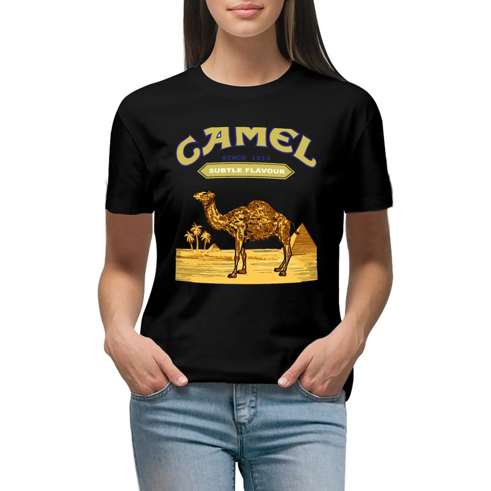 

Camel Cigarettes T-Shirt Blouse vintage clothes female heavyweights korean Women's clothes