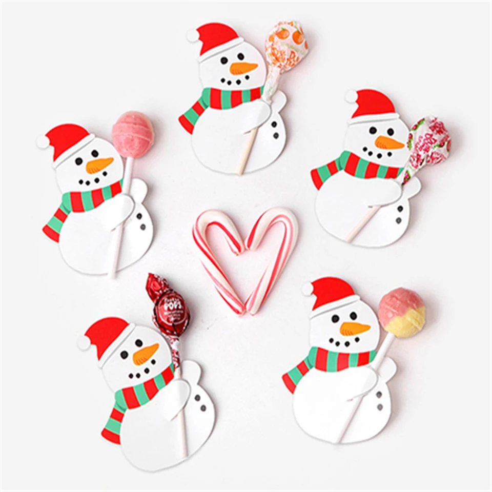 50pcs Christmas Cartoon Lollipop Wrapping Cards