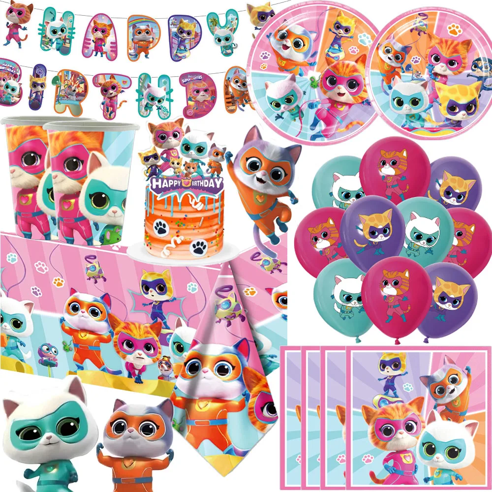Superkitties Birthday Party Supplies Birthday Tableware Set Party Gift Bags Kids Party Supplies Gifts