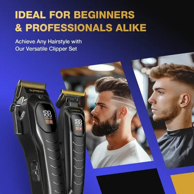 SUPRENT PRO The Black Scorpion- Professional Hair Clipper for Men-Rechargeable Heavy-Duty Motor Hair Cutting Kits with Display 6