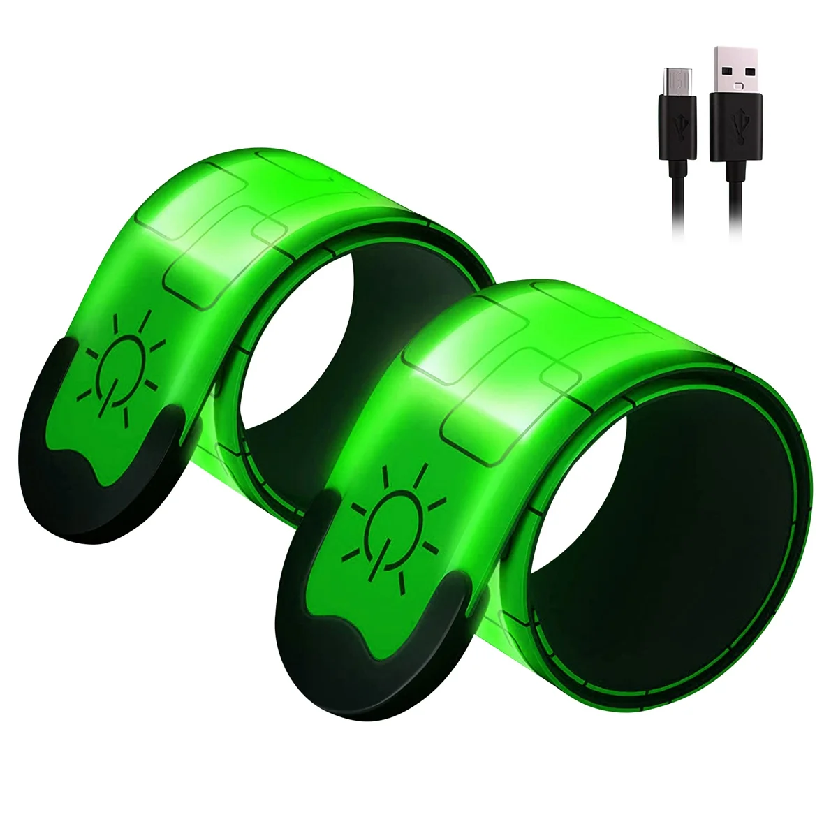 

Перезаряжаемая от USB Зеленая лента с высокой видимостью для бега, ходунки, домашних животных