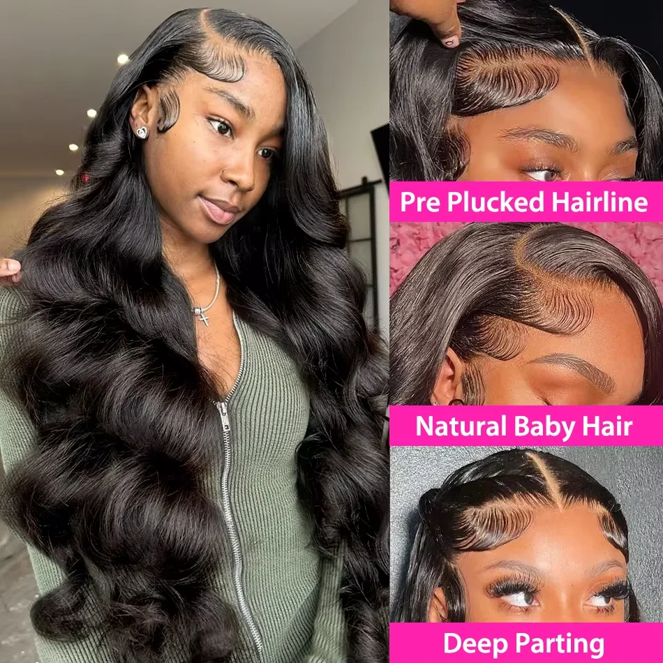 13x6 HD Lace Frontal Wigs 40 Inch Body Wave Human Hair Wig 13x4 360  Lace Front Wig For Black Women Pre Plucked Brazilian Hair