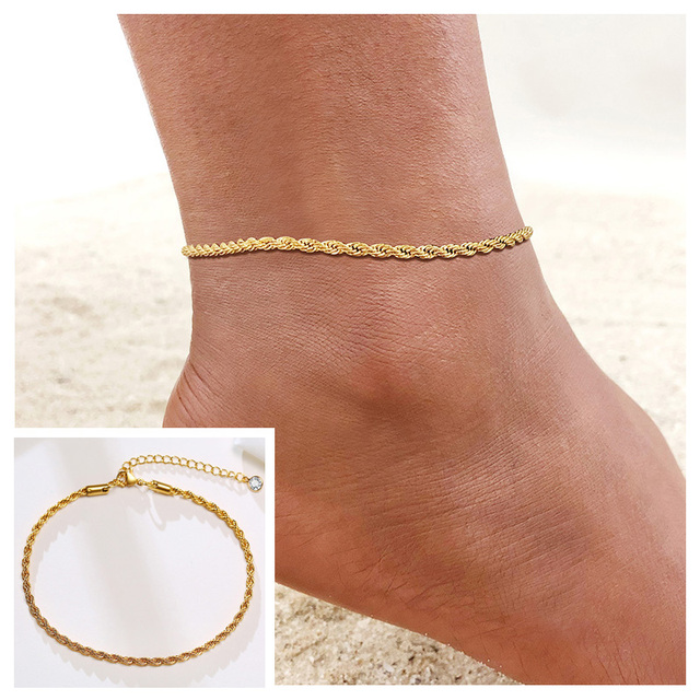Chain Anklet for Women Girls Adjustable Summer Beach Chain Anklet Bracelet Mother's Day Gifts Stainless Steel Not Allergic