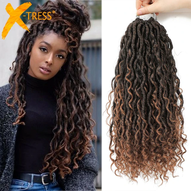 Extensão de Cabelo Trançado pré Esticado Dreadlocks Extensões de Cabelo  Ombre Color Trança Conjunto de Cabelo 3 Peças Tranças de Gancho de crochê