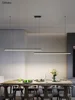 Led restaurant lamp Nordic long strip minimalist dining table lamp creative dining room bar lamp office simple modern chandelier 1