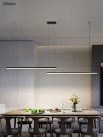 Led restaurant lamp Nordic long strip minimalist dining table lamp creative dining room bar lamp office simple modern chandelier 1