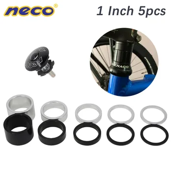 Neco 자전거 헤드셋 스템, 자전거 포크 스타 너트, 먼지 커버 와셔 액세서리 조정, 1 인치 스페이서, 25.4mm, 20mm, 10mm, 5mm, 3mm, 2mm, 5 개