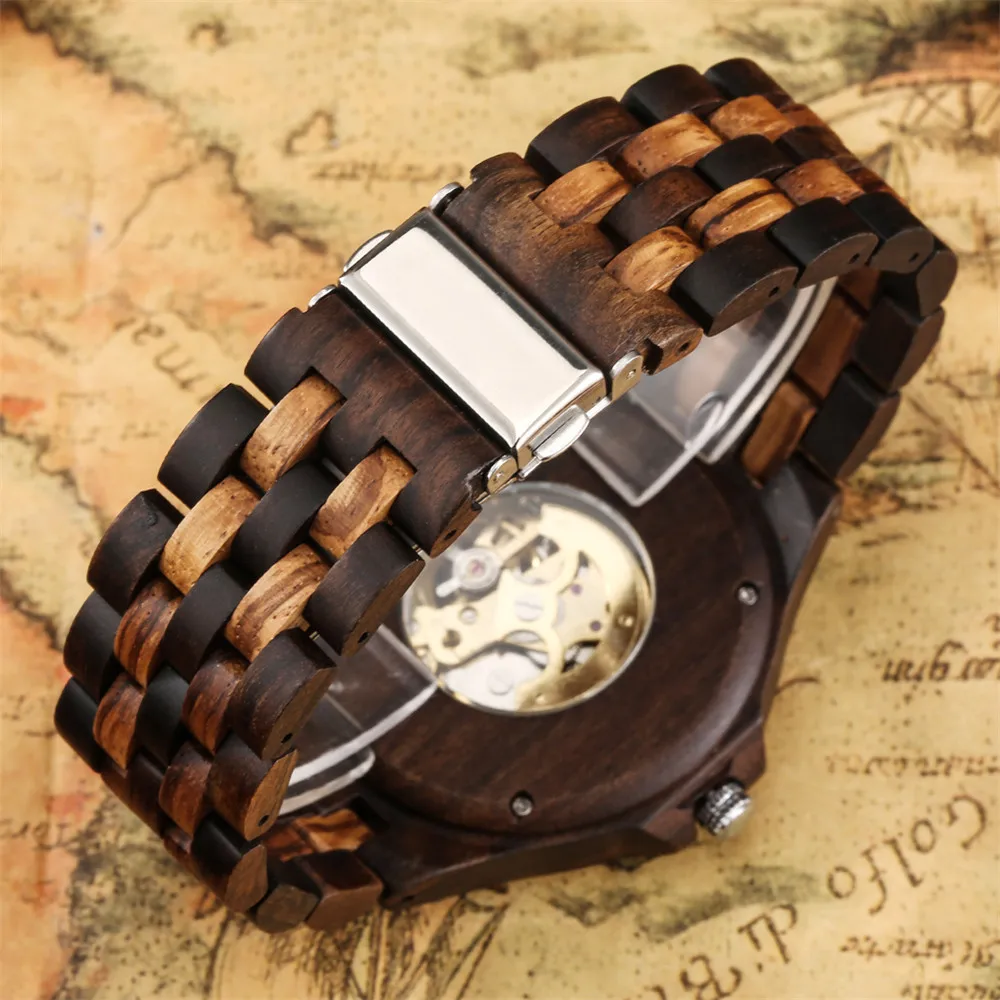automáticos completos pulseira de madeira dobrável fecho