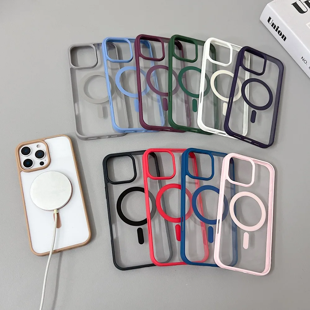 Luxury Transparent Magnetic Protective Phone Case with Clear Cover