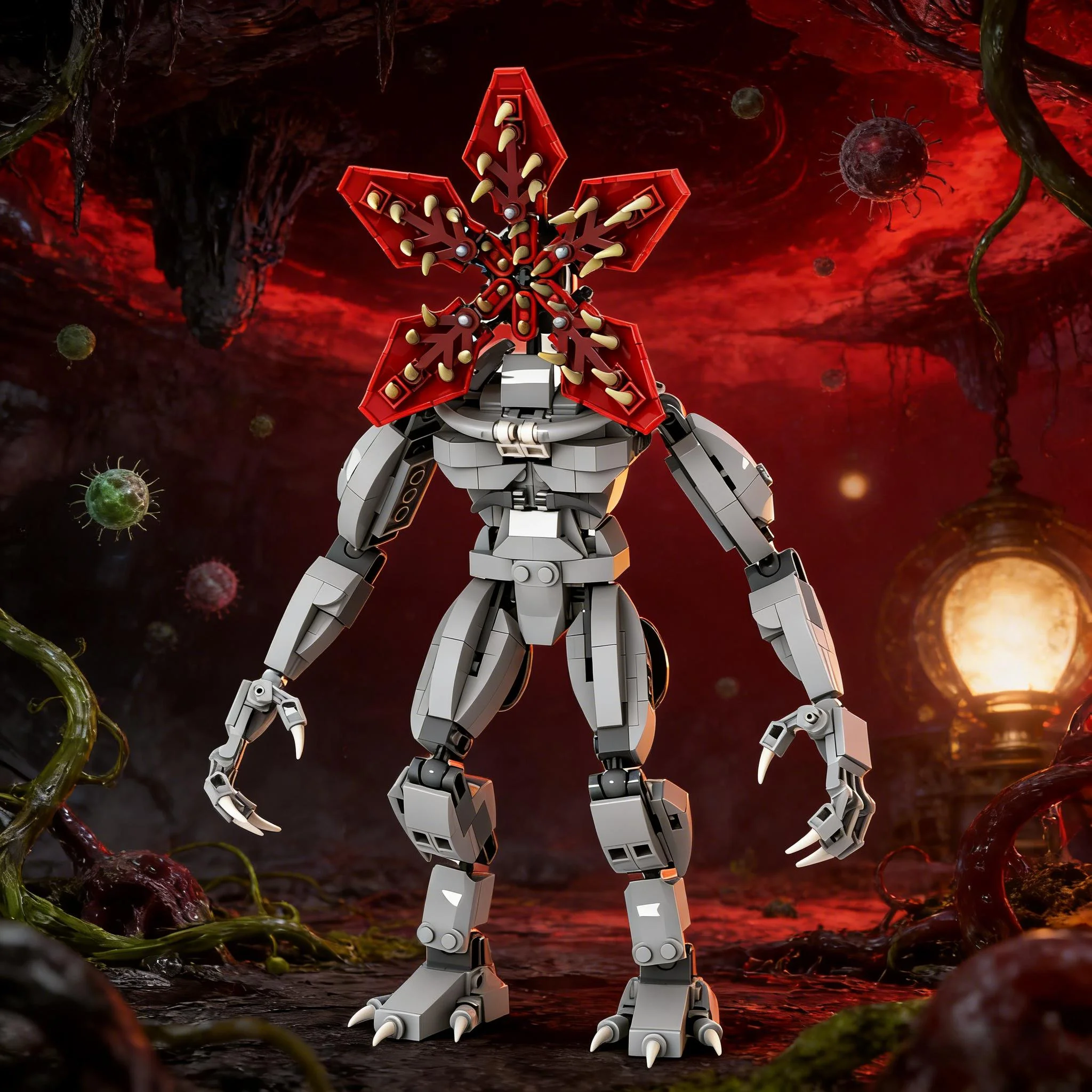 Kreativitätsserie Demogorgon Fleischfressende Pflanze Bausteine Sci-Fi Thriller TV-Serie Monster-Modell Bausatz Spielzeug Kindergeburtstag