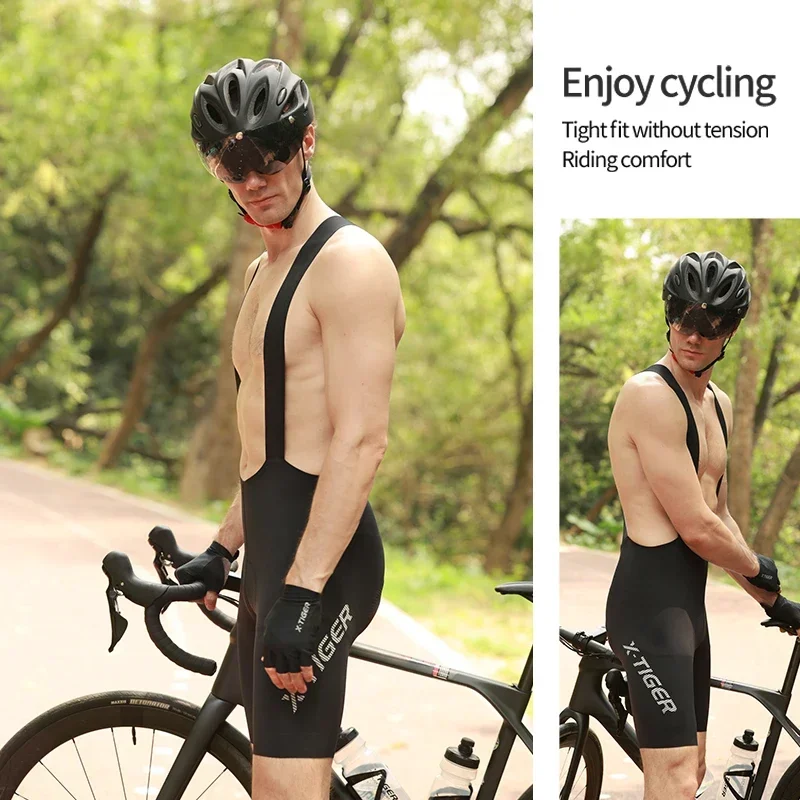 X-TIGER Road Bike Bib Pants Cycling Shorts Comfortable and breathable cycling bib trousers Quick-drying Sports Bib Pants