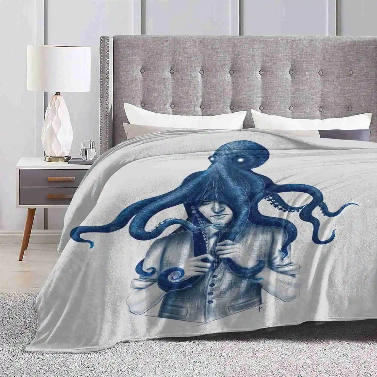 Comfort Per Creature Nuovo Arrivo Moda Per Il Tempo Libero Coperta Di Flanella Calda Annette Aparry Instagram Octopus Boy Man Male Blue Ink Space