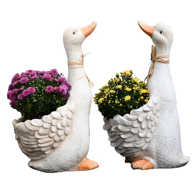 Kert Erkély Kültéri Rajzfilm Állati Virágpot Kacsa Dísz Kerti Tartozékok Edények Növények Padló Dekoráció Szobrászat - Image 6