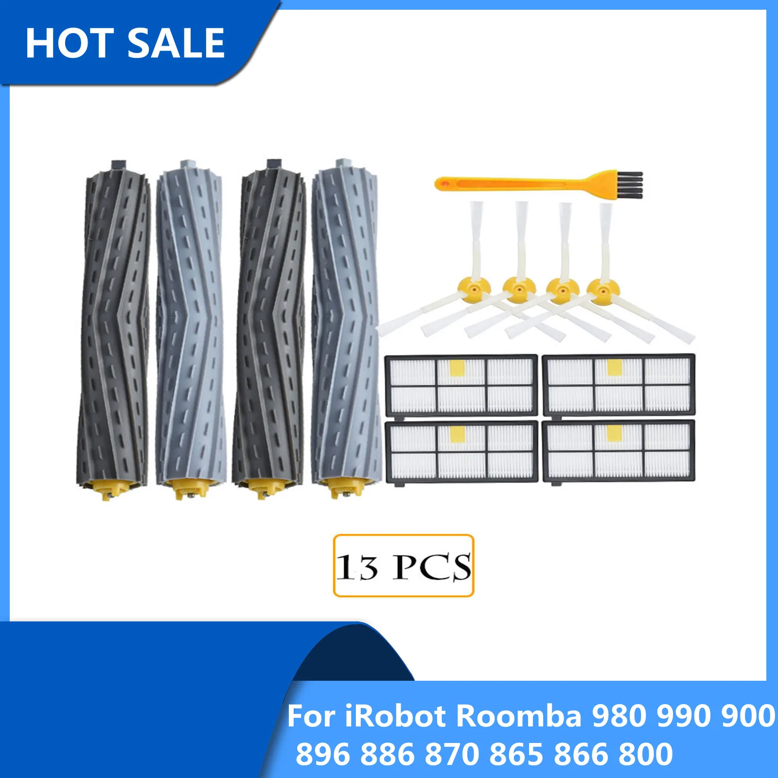 

HEPA Filters Brushes Replacement Parts Kit for iRobot Roomba 980 990 900 896 886 870 865 866 800 Accessories Kit