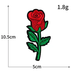 Red Rose Embroidery Patch - Decorative DIY Cloth Accent for Fashion & Accessories (H0625)