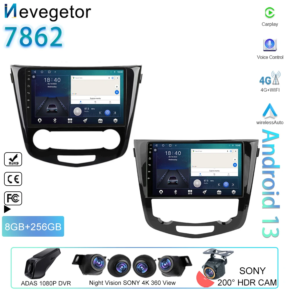 

4G Android For Nissan X-Trail xtrail X - Trail 3 T32 2013 - 2022 Qashqai 2 J11 Car Radio Multimedia Video Player GPS Navigation