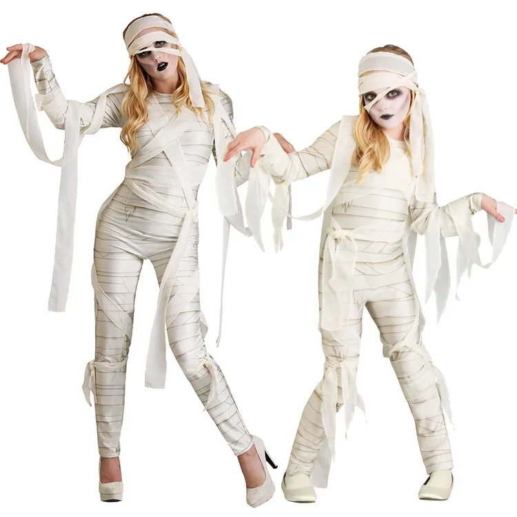 Halloween Easter Stage Performance Kid Adult Role Play Tomb Adventure Mummy Zombie White Bandaged Costume