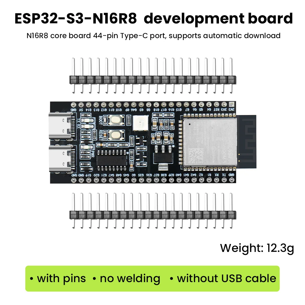 ตัวเลือกสินค้า บอร์ดพัฒนา ESP32-S3 44 Pin Wi-Fi Bluetooth สำหรับ Arduino