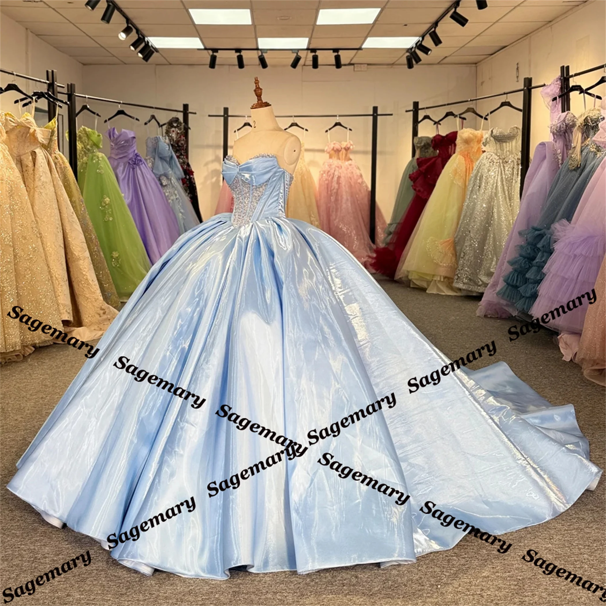 Sagemary Elegant Quinceanera Dresses 15 Ans Beading Pleat Sleeveless Lace up Vestidos De 15 Quinceanera Customized