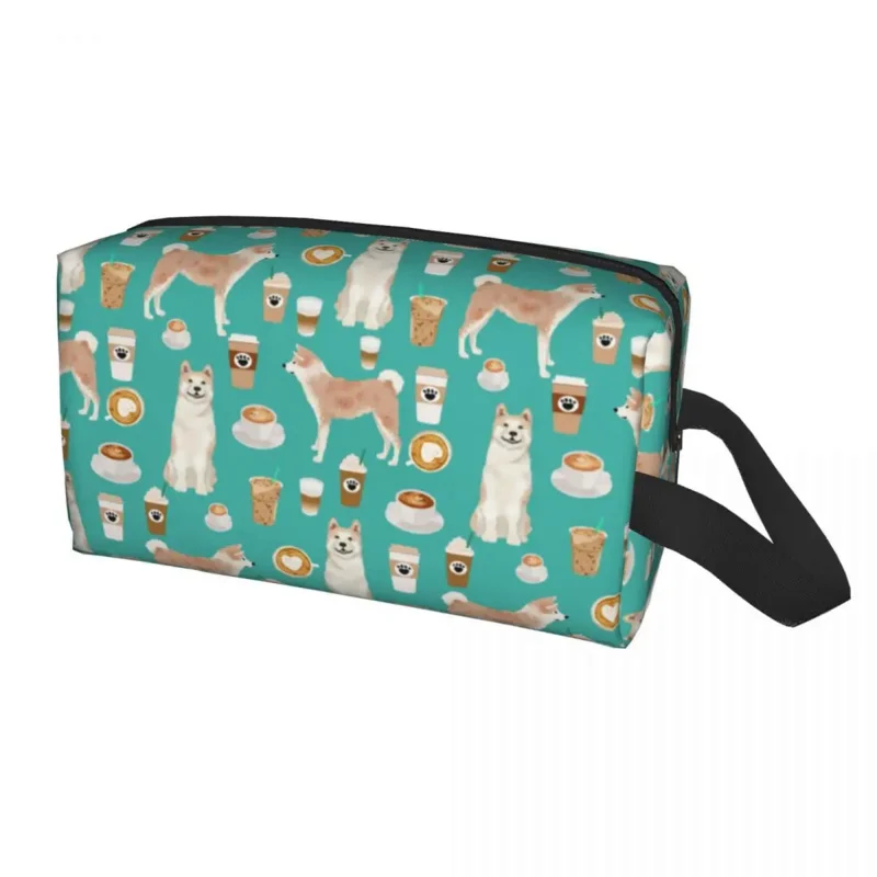 

Custom Fashion Akita Coffee Dog Toiletry Bag Women Pet Animal Makeup Cosmetic Organizer Ladies Beauty Storage Dopp Kit Box