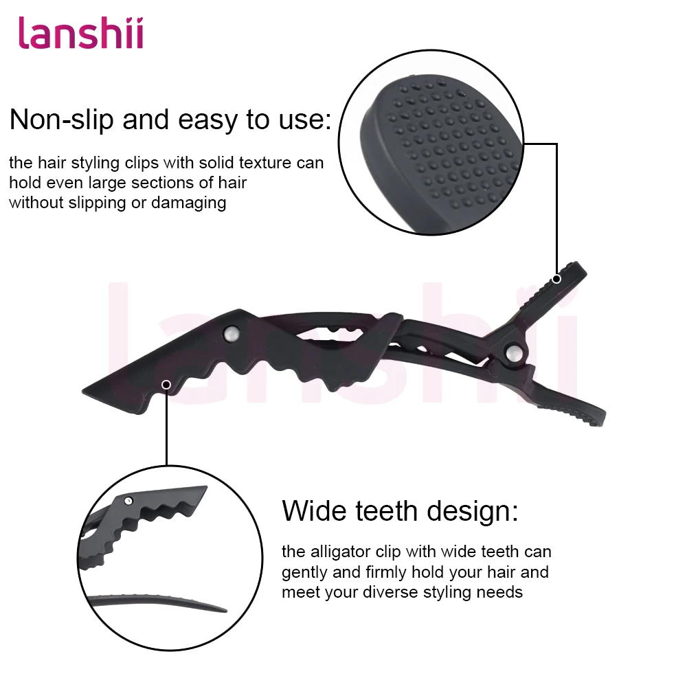 Lanshii 6PCS 무광택 헤어 클립 ? 살롱 헤어 스타일링, 커팅 및 미용용 악어형 섹션 클립