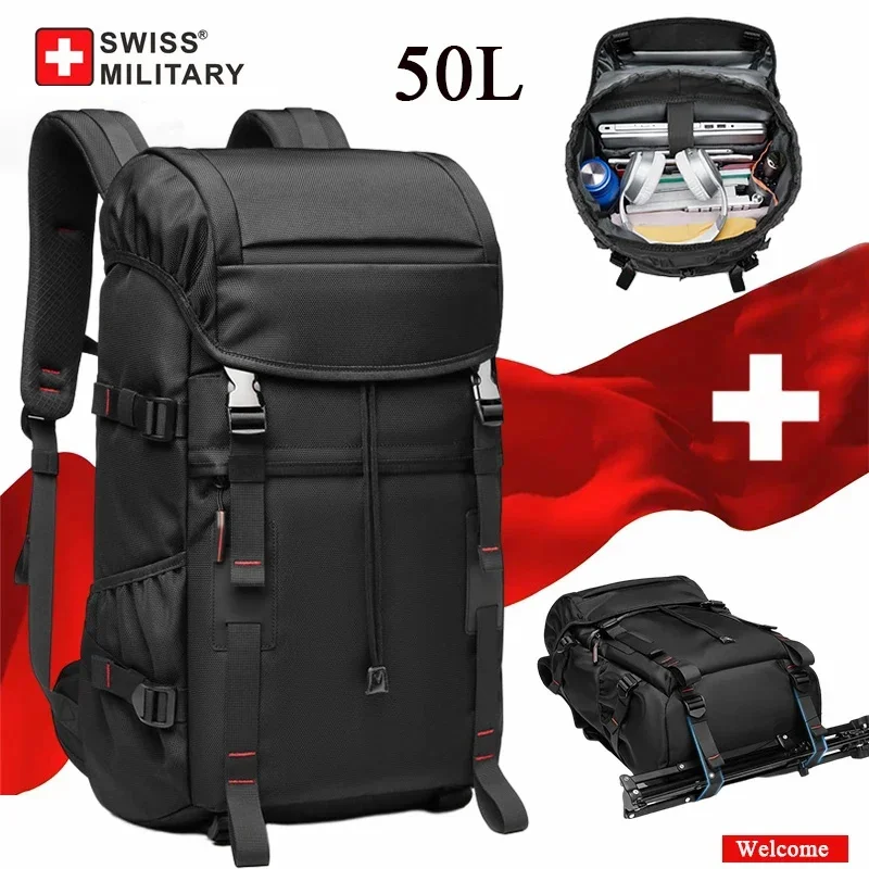 

SWISS tas punggung bisnis pria, ransel Laptop Mochila besar breaker 50l