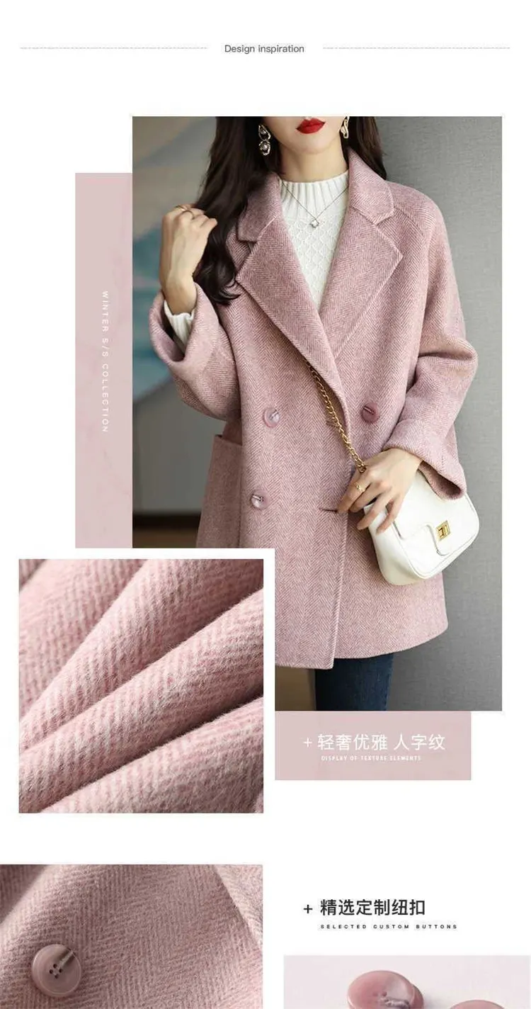 long puffer coat Autumn And Winter Clothing New Fashion Herringbone Pattern Woolen Coat Women Temperament Slim Suit Collar Coat Trend N1579 long black puffer