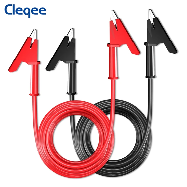 Cleqee 2PCS Dual Alligator Clip to  Crocodile Clamp Multimeter Test Leads 1m/2m/3m Cables Line Red/Black Jumper Wire 1