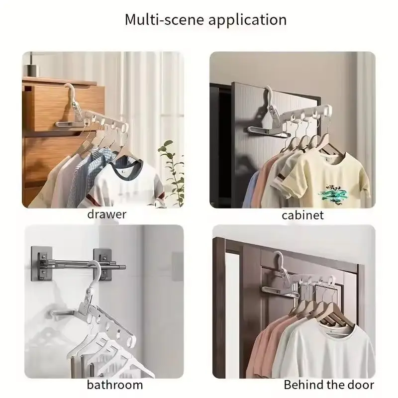 Folding Hanger Rack Heavy Duty Clothes Hanger Clothes Storage Organizer Hotel Room Camping Laundry Solution  Clothes Organizer 4