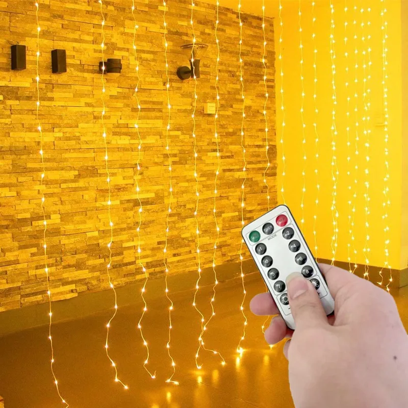 Description Picture 5 of item6/4/3M LED USB/Battery Curtain String Fairy Lights Christmas Garland Remote For New Year Party Garden Home Wedding Decoration