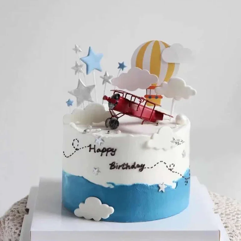 1PC Cute Airplane Cake Topper Cartoon Helicopter Baking Decor For
