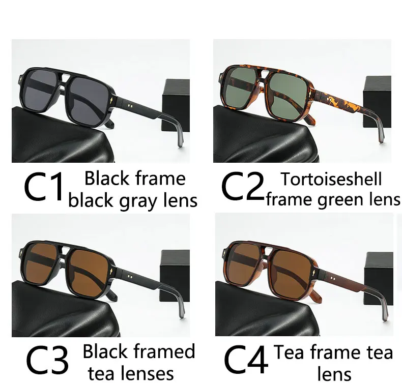 Vintage Mode quadratische Sonnenbrille Frauen Männer 2025 moderne dicke Rahmen Brillen gelb blau Linse Sonnenbrille weiblich uv400 – Detail 5