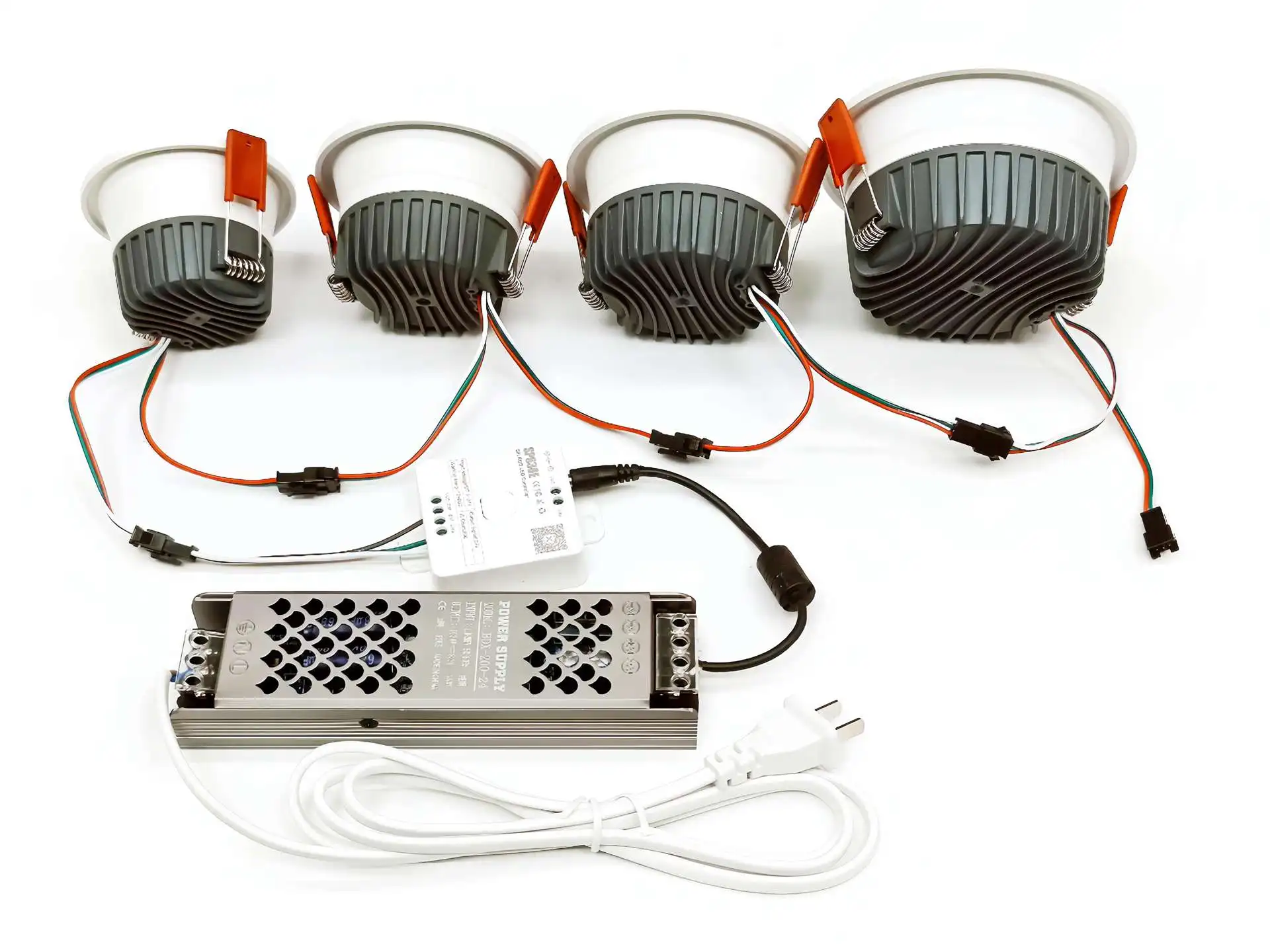 8W/10W/12W/20W DC24V WS2811 RGBIC 주소 지정 가능 LED 스마트 픽셀 다운라이트 실내용 3핀 JST 입출력 30도