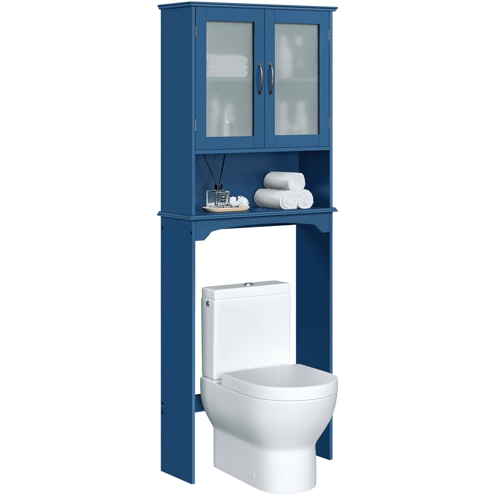

Easyfashion Modern Over-the-Toilet Storage Cabinet for Bathroom, Navy Blue