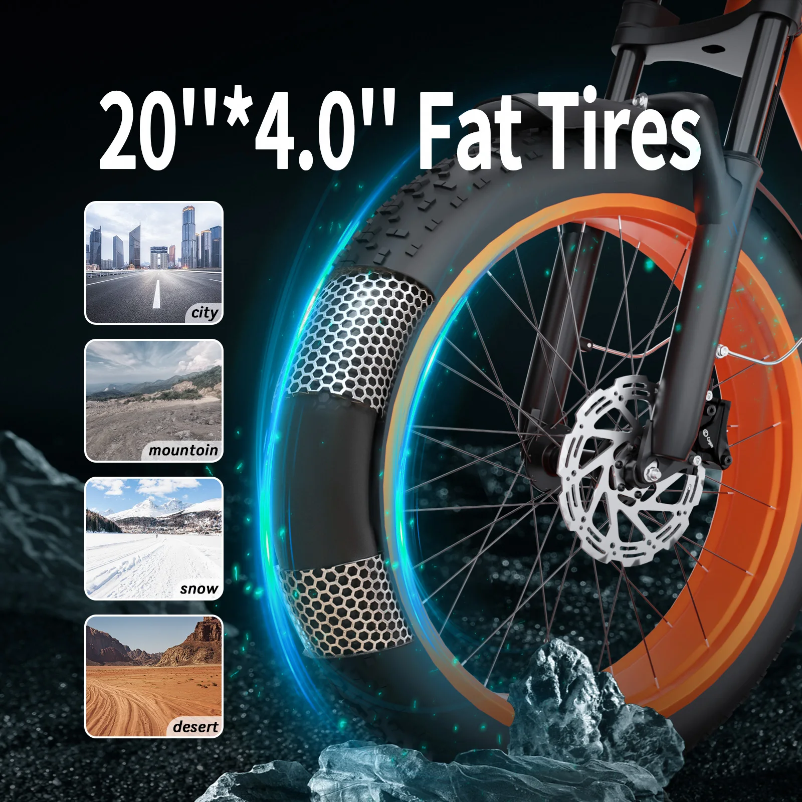 SU8 Electric Bicycle for Adults 20 Inch Fat Tire Bike 48v Ebike 1500w Long Range Electric Bike for Adults 7 Speed Electr Bike 5